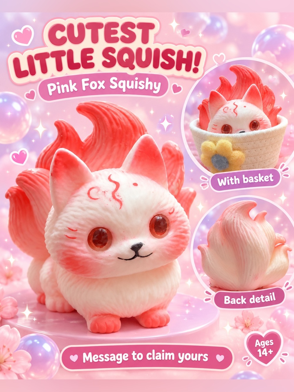 Pink Fox Squishy Kids Bath Toy - Cute Scented Squish
